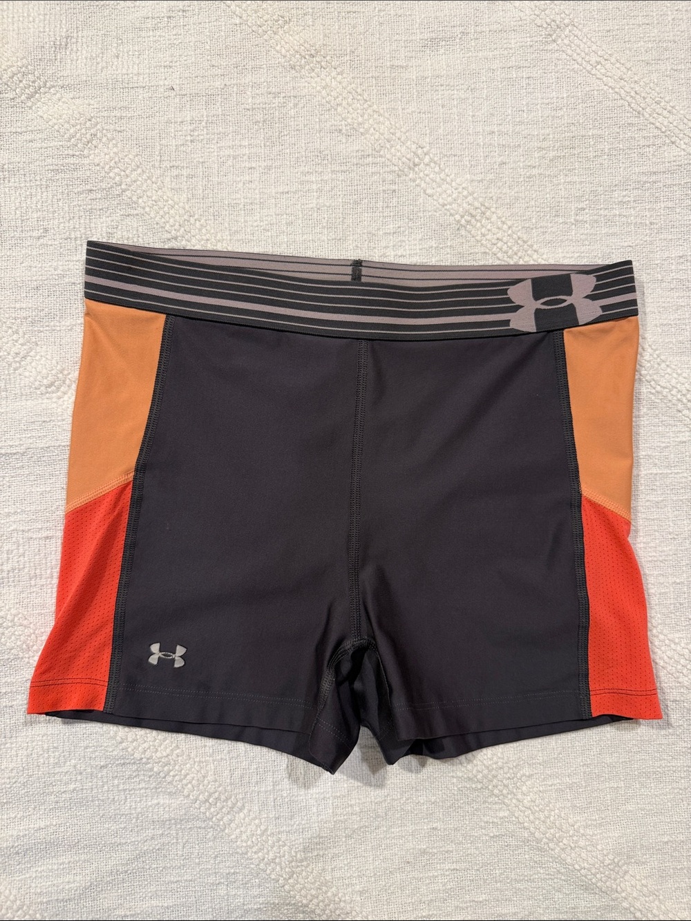 Under Armour Black Bike Shorts with Orange and Red Panels
